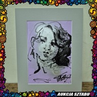 65 RYSUNEK TECHNIKĄ MIESZANĄ "KOBIETA" W PASSE-PARTOUT