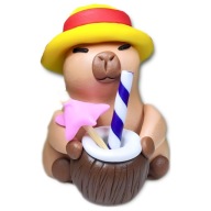 KAPIBARA Z KOKOSOWYM DRINKIEM I PARASOLKĄ Z MODELINY