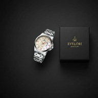 Luksusowy Zegarek Męski Srebny STAL Klasyczny Datownik