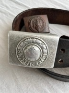 Pas Niemcy z klamrą i drugą klamrą punce, skóra miękka nie sparciała, org.