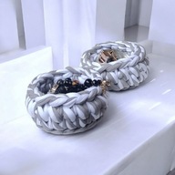 Zst 2 Koszyczków Szydełkowych Organizer HANDMADE Przędza Bawełniana prezent