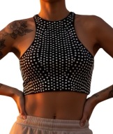 TW3 crop TOP BLUZKA bokserka krotka kamizelka design TW-3 ćwieki S M DZETY