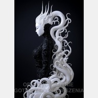 Kobieta 3D gotyk art obraz na płótnie 55x80 do salonu czarne tło, pałac