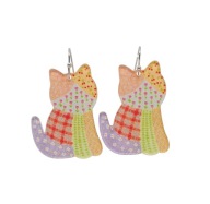 Kolczyki z przezroczystymi kotami - kolorowy patchwork