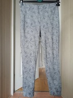 40 42 crane spodnie leggins materiałowe rurki 3/4 rybaczki szare wzorek