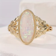 PIERSCIONEK opal vintage BIAŁY OWAL Z MIEDZI POZŁACANY PIĘKNY DZIEŃ BABCI