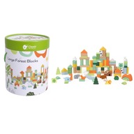 DUŻE KLOCKI DREWNIANE UKŁADANKA EDUKACYJNA MONTESSORI LEŚNE WIELKI ZESTAW