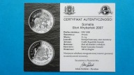 certyfikat SŁOŃ AFRYKAŃSKI SOMALIA 2007 SREBRO