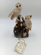 Dwie sowy na konarze - płomykówki - śliczna figurka z certyfikatem 21cm