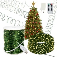 LAMPKI CHOINKOWE Świąteczne 1000 LED Ciepłe Białe 100m Drucik Szpula USB