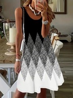 Okazja!_NOWA modna WYSMUKLAJĄCA czarno-biała sukienka_WYGODNA z lycrą_50/52