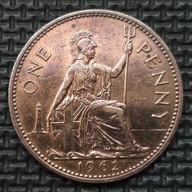 *WIELKA BRYTANIA [0192] *ONE 1 PENNY 1962 ELŻBIETA II, Britannia