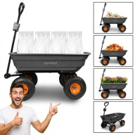 WÓZEK OGRODOWY TRANSPORTOWY TACZKA PRZYCZEPKA WYWROTKA POMPOWANE 300KG 75L