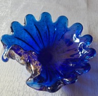MURANO ARCHIMEDE SUGESO BLUE GOLD VASE 60s