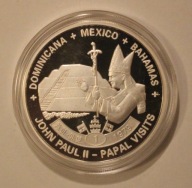 PAPIEŻ JAN PAWEŁ II 1 PIELGRZYMKA - MEKSYK, UGANDA 2005, SREBRZONA