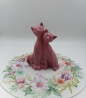 Dwa przytulone koty - porcelanowa figurka duża 20cm - śliczna - ładny kolor