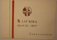 Zaproszenie X LAT KOŁA ZBoWiD - MPT w Warszawie, 1979 rok - Zaproszenie