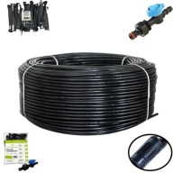LINIA KROPLUJĄCA 16MM 100M NAWADNIANIE KROPELKOWE PEŁNY ZESTAW 87 el.
