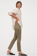 H & M cygaretki khaki zielone spodnie petite leginsy khaki oliwkowe preppy