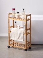 Regał łazienkowy bambusowy na kółkach organizer