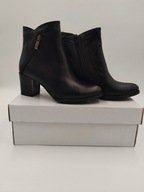 Botki polskie Czarne Ocieplane Skóra Naturalna Owcza Wełna Słupek 36