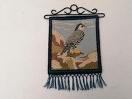 SKANDYNAWSKI DESIGN WEŁNIANY KILIM ORZEŁ VINTAGE PRACA RĘCZNA 26x35