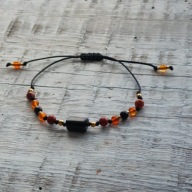 BRANSOLETKA OCHRONNA, TURMALIN CZARNY,JASPIS,KARNEOL