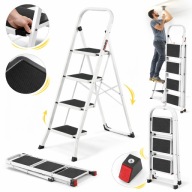 DRABINA DOMOWA LEKKA SKŁADANA STALOWA DRABINKA 4 STOPNIE DO DOMU IDEALNA