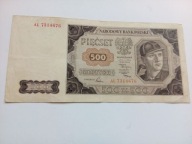 Banknot 500 zł 1948, górnik, stan III+