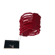 Bransoletka damska czerwone drewniane koraliki