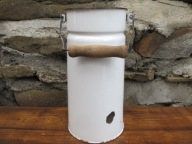 Stara BIAŁA Emaliowana kanka na mleko_3 L_OLKUSZ PRL