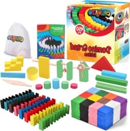 KOSTKI DOMINO DREWNIANE ZESTAW 450 SZTUK TORBA KSIĄŻECZKA AKCESORIA