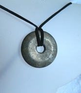 Piryt naturalny - kamień niezależności, wisiorek, duże kółko z dziurką