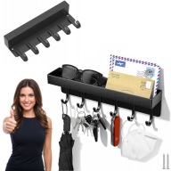 WIESZAK ŚCIENNY NA UBRANIA KURTKI METALOWY DO PRZEDPOKOJU CZARNY Z PÓŁKĄ