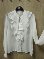 Bluzka biała, żabot elegancka M/L Lamiar Italy !!!