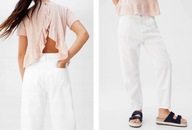 MANGO białe spodnie jeansy slouchy