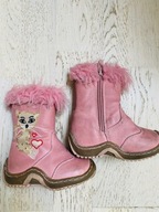 Buty zimowe kozaki Gufo skórzane kotki różowe Rozm. 20 + GRATIS
