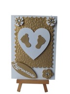 ZAPROSZENIA CHRZEST STOPKI W SERCU C6 ZŁOTO