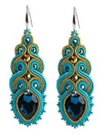 KOLCZYKI sutasz soutache zielone turkusowe duże