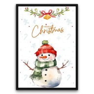 Plakat z ramą 50x70cm Zimowy Przyjaciel Obraz Świąteczny Prezent Dziecko