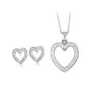 Złote Serduszko KOMPLET Serce Kr. Swarovski kolczyki srebrne STAL łańcuszek