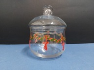 Piękny świąteczny szklany pojemnik z pokrywką