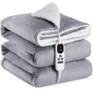 ELEKTRYCZNY KOC GRZEWCZY 130X180 SZARY + PILOT 10 POZIOMÓW TEMPERATURY