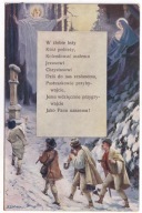 Kapliczka Górale Kolędnicy Anioł POLSKA 1913 obieg Ciężkowice do Stary Sącz