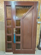 DRZWI Zewnętrzne Drewniane Sosnowe z Doświetlem Wejściowe 135x222cm