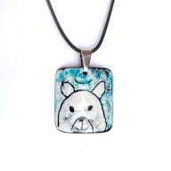 Zakopiański miś. Wisior z miedzi, prawdziwa emalia jubilerska.