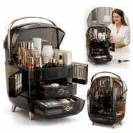 Szkatułka Organizer Kuferek na kosmetyki biżuterię wielopoziomowy Gablotka