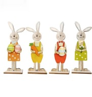 4 Wielkanocne drewniane Króliczki ozdobne dekoracyjne