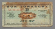 1 cent BON PEWEKS-u z 1969 roku seria GL ,