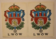 LVIV - LWÓW - HERB, UKRAINA, ROSJA, 2 NAKLEJKI - 1 NAKLEJKA 6,5 cm x 9 cm